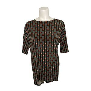 LuLaRoe Irma Top Black Green Floral Slinky XS